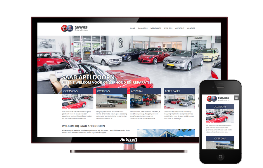„AutoFirst Saab Apeldoorn“ – „AutoWebsite Pro Vanquish“.